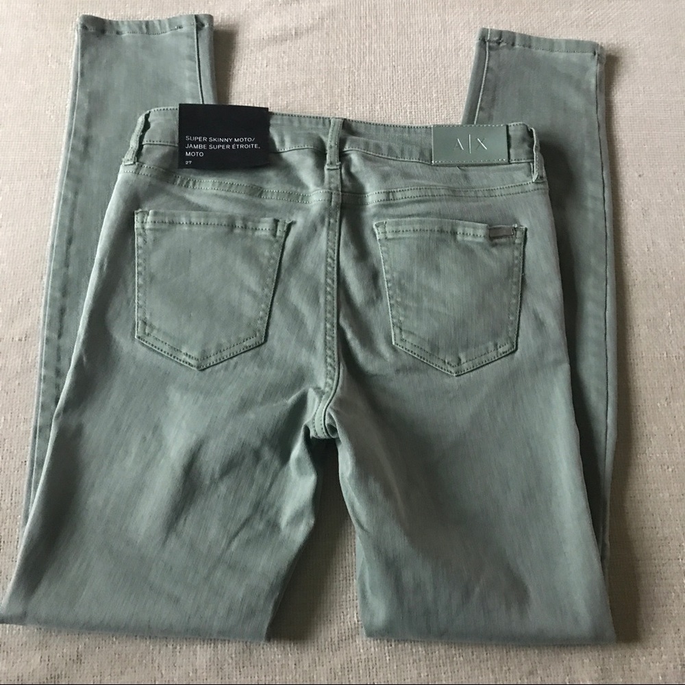 New Armani Exchange A/X Super Skinny Moto Jeans